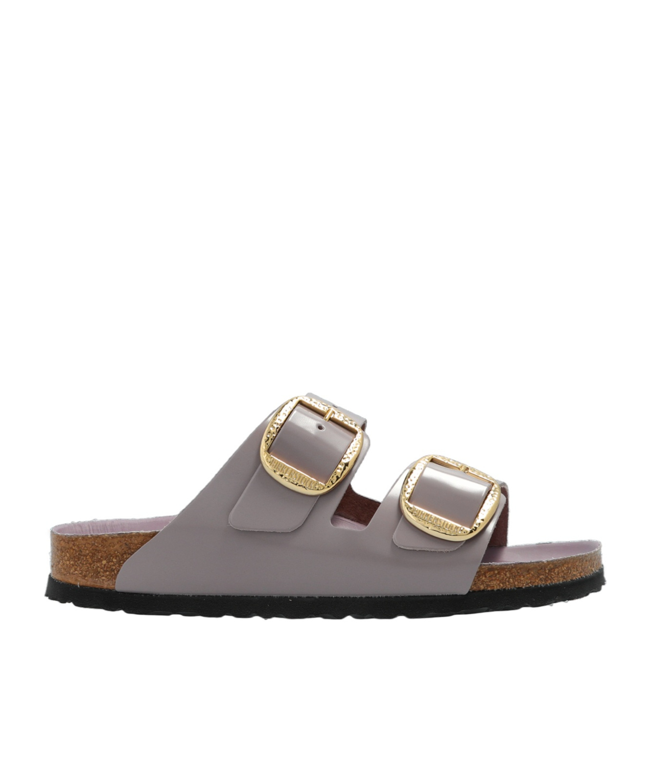 Birkenstock Arizona Big Buckle High Shine Hammered Sandals Faded Purple In Gray