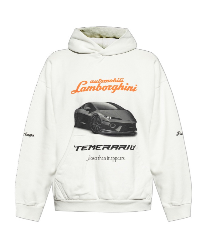 Balenciaga X Automobili Lamborghini Graphic-print Hoodie In White