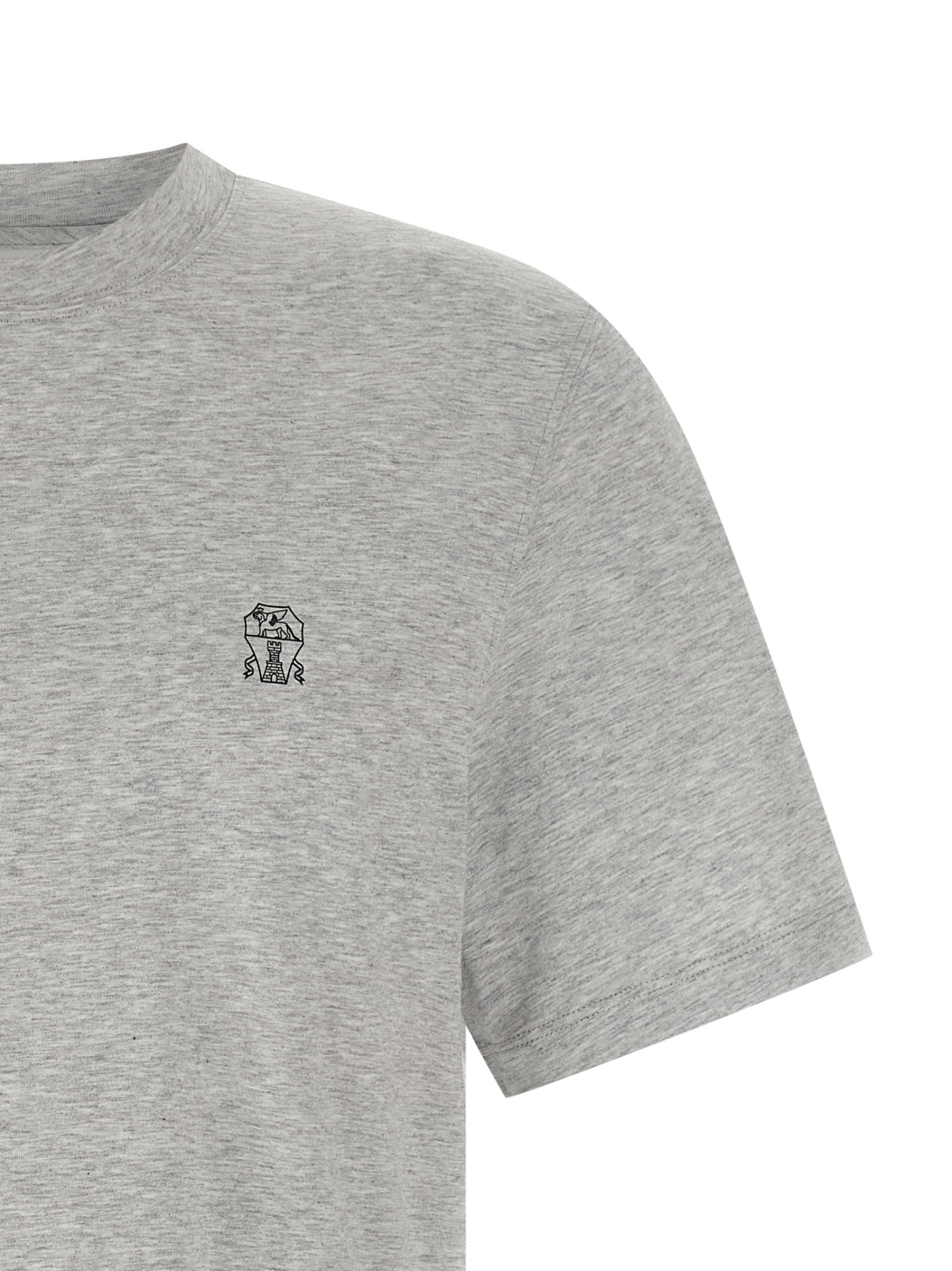 Brunello Cucinelli Printed Logo Crew Neck Short Sleeve Top In Gray