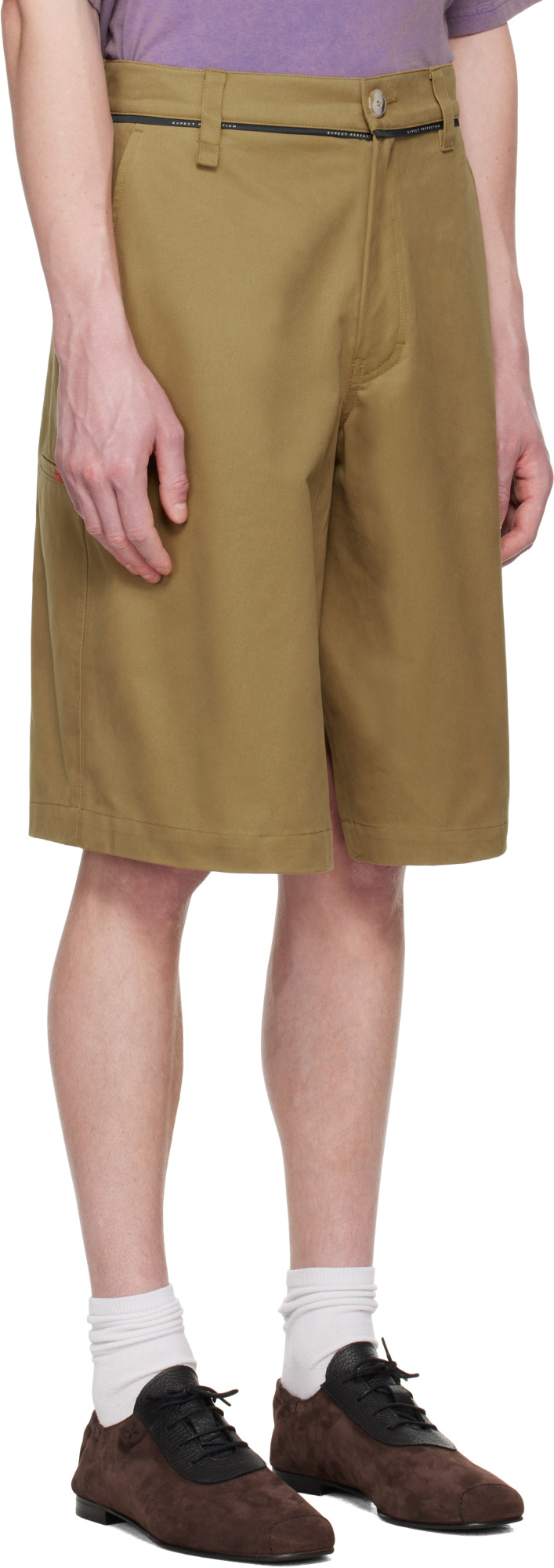 Martine Rose Khaki Twisted Skate Shorts In Multicolor