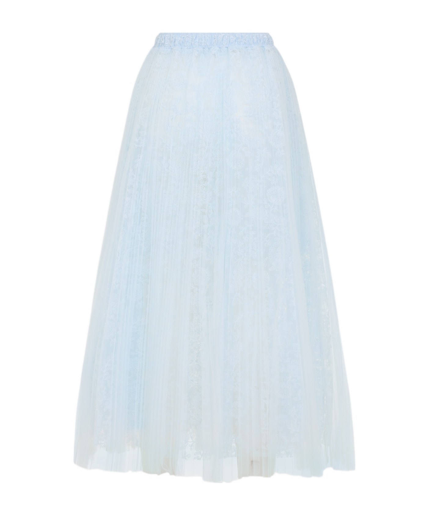 Ermanno Scervino Lace Overlay Flared Midi Skirt In Blue
