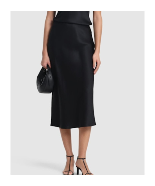 ANINE BING ELASTIC WAIST MIDI SKIRT