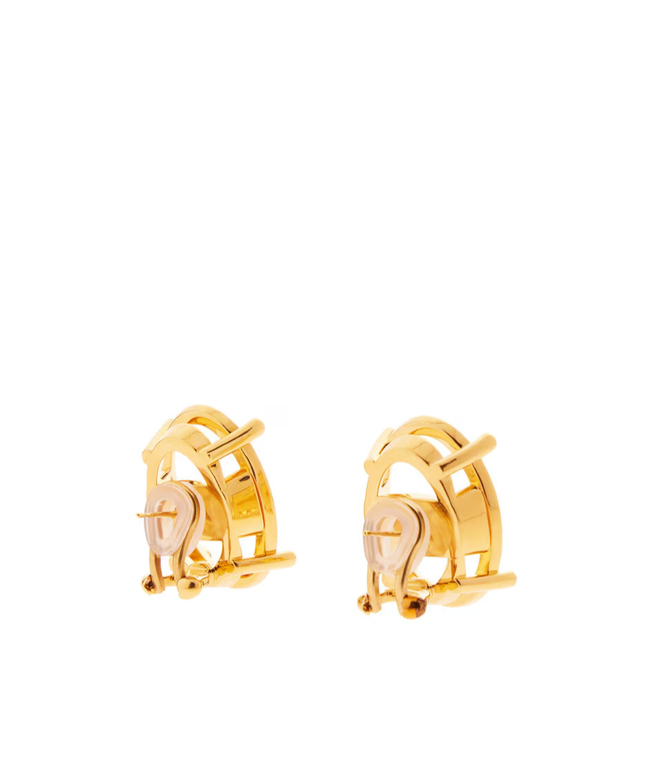 Balenciaga Women's Frame Oval Earrings In Shiny Gold In Gold