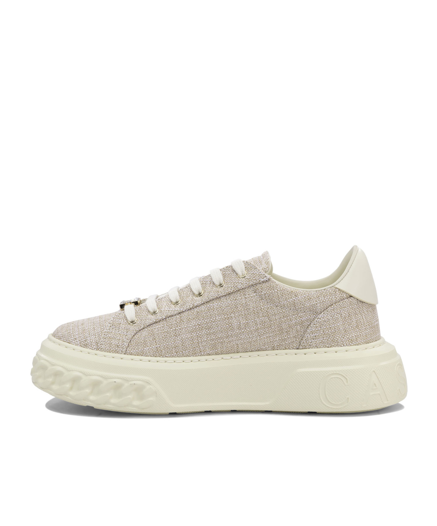 Casadei Platform Sneakers With Textured Upper In Nude