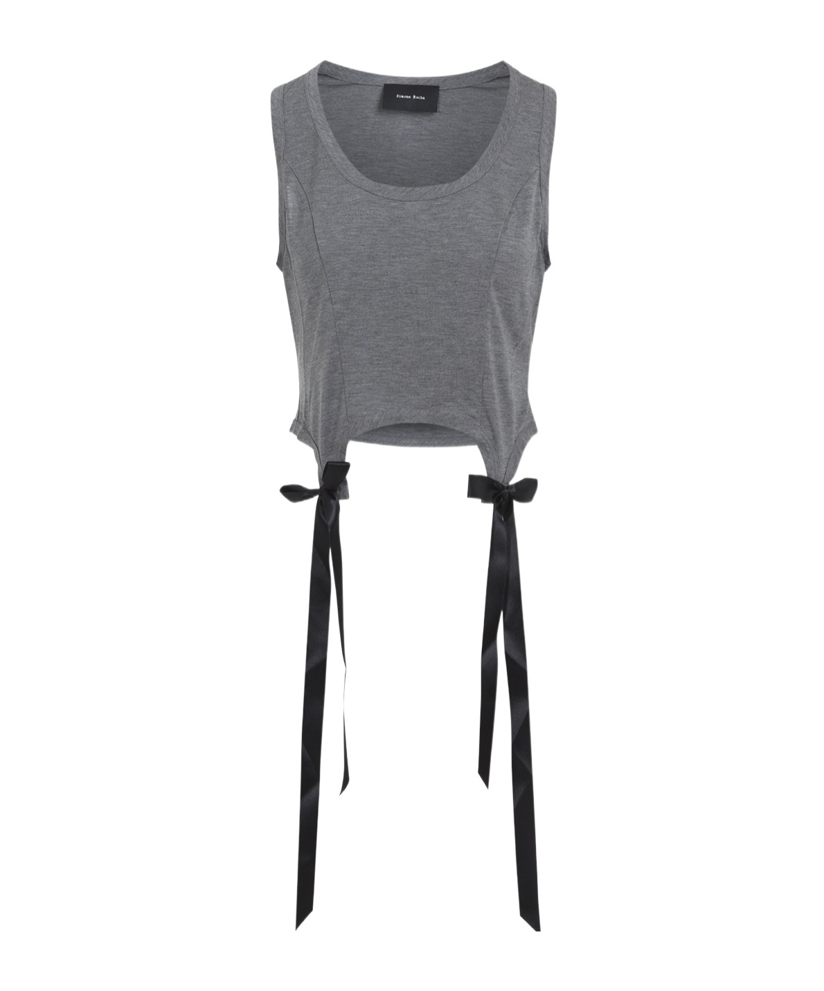 Simone Rocha Easy Tank Top Featuring Bow Tails In Gray