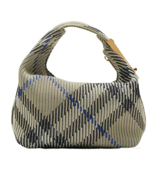 Burberry Women Embroidered Nylon Mini Peg Handbag In Gray
