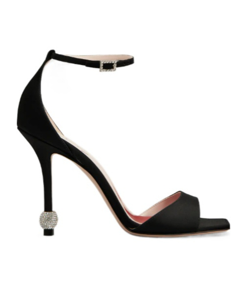 Roger Vivier I Love Vivier Strass-detail Satin Sandals In Black