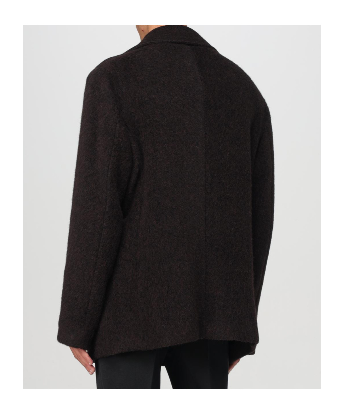 Dolce & Gabbana Double-breasted Melange Coat In Black
