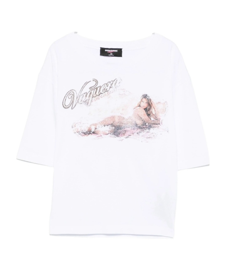 Dsquared2 Logo Cotton T Shirt In White