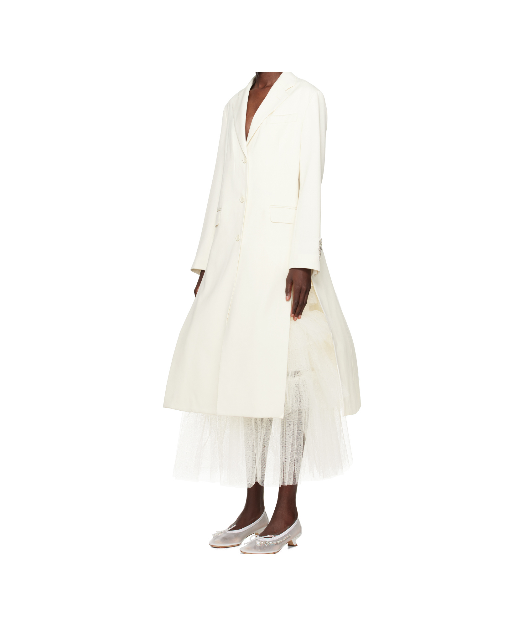 Simone Rocha Cut-out Bow Detail Coat In Neutral