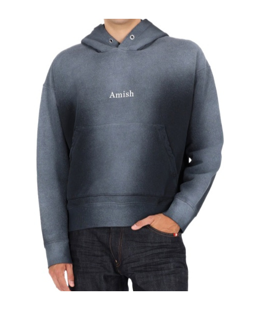 Amish Cotton Hoodie Sweatshirts Black In Gray