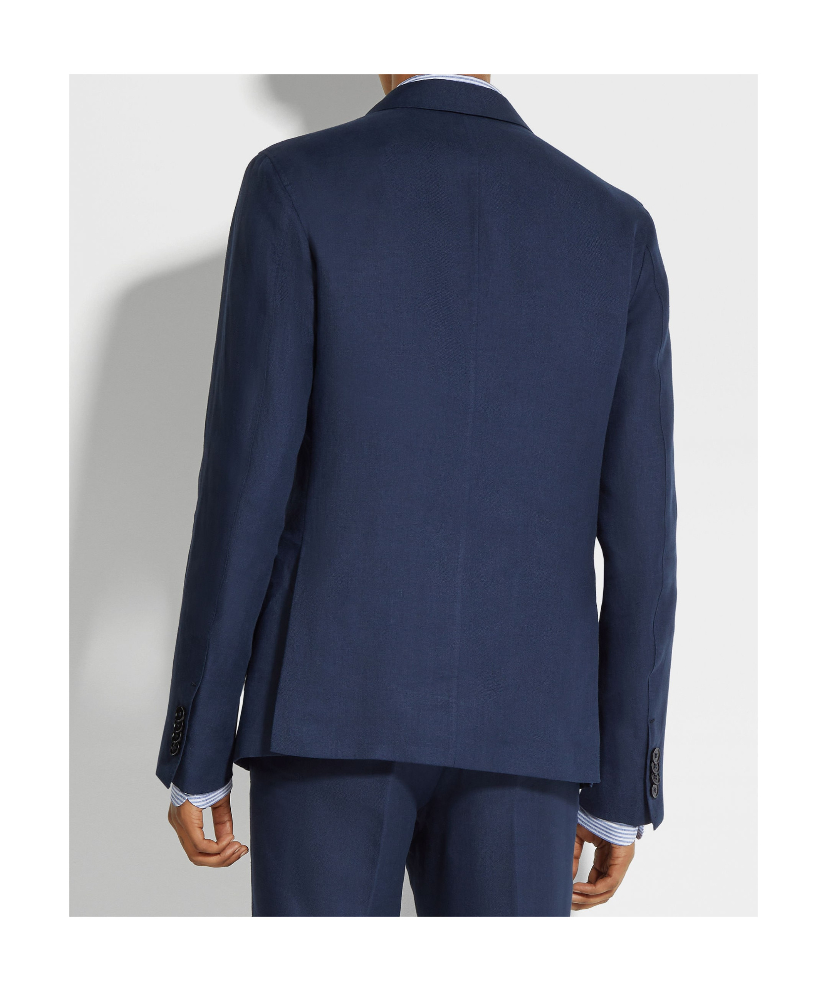 Zegna Long-sleeved Suit Jacket In Blue