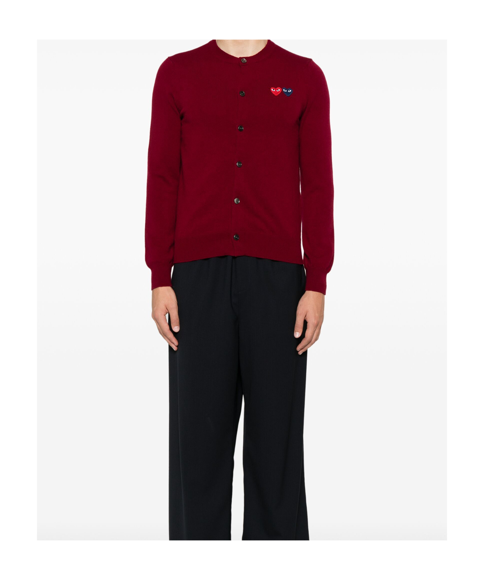 Comme Des Garçons Play Heart-patch Cardigan In Red