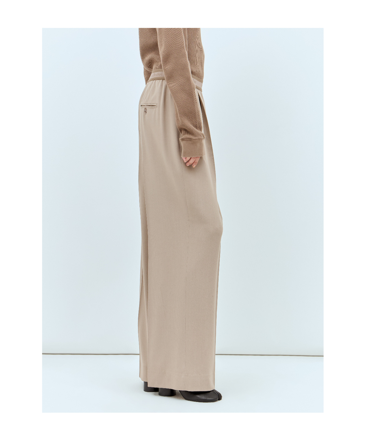 Acne Studios Women Logo Waistband Tailored Pants In Nude