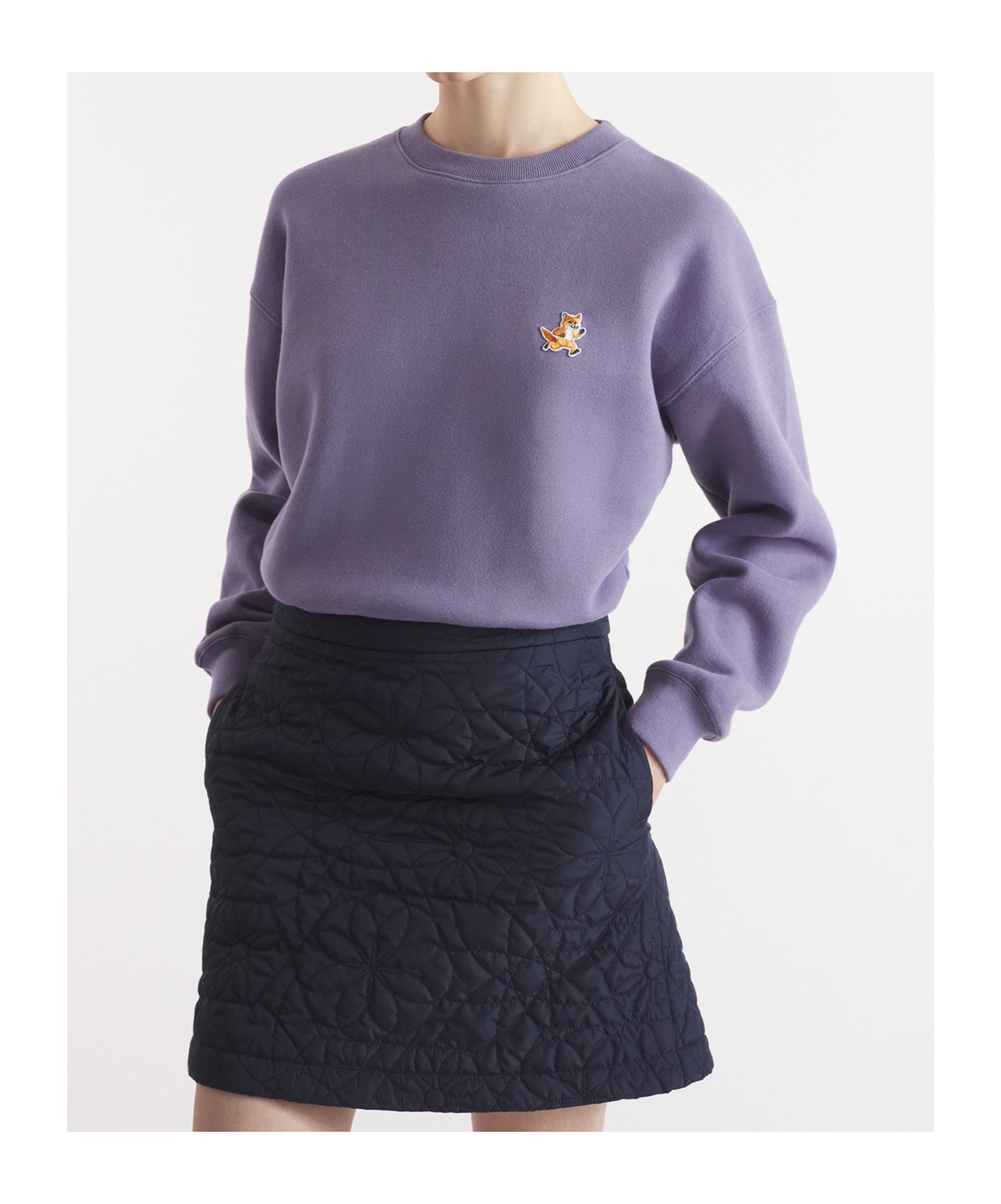 Maison Kitsuné Speedy Fox Patch Comfort Hoodie In Purple