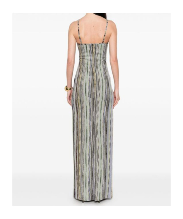 Shop Missoni Striped Lurex Dress In Gray