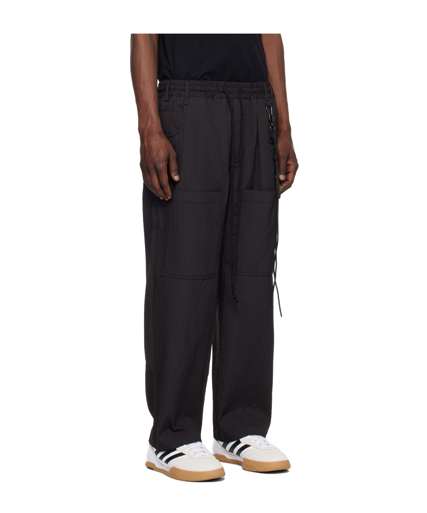 Song For The Mute Elastic Drawstring Casual Pants In Black