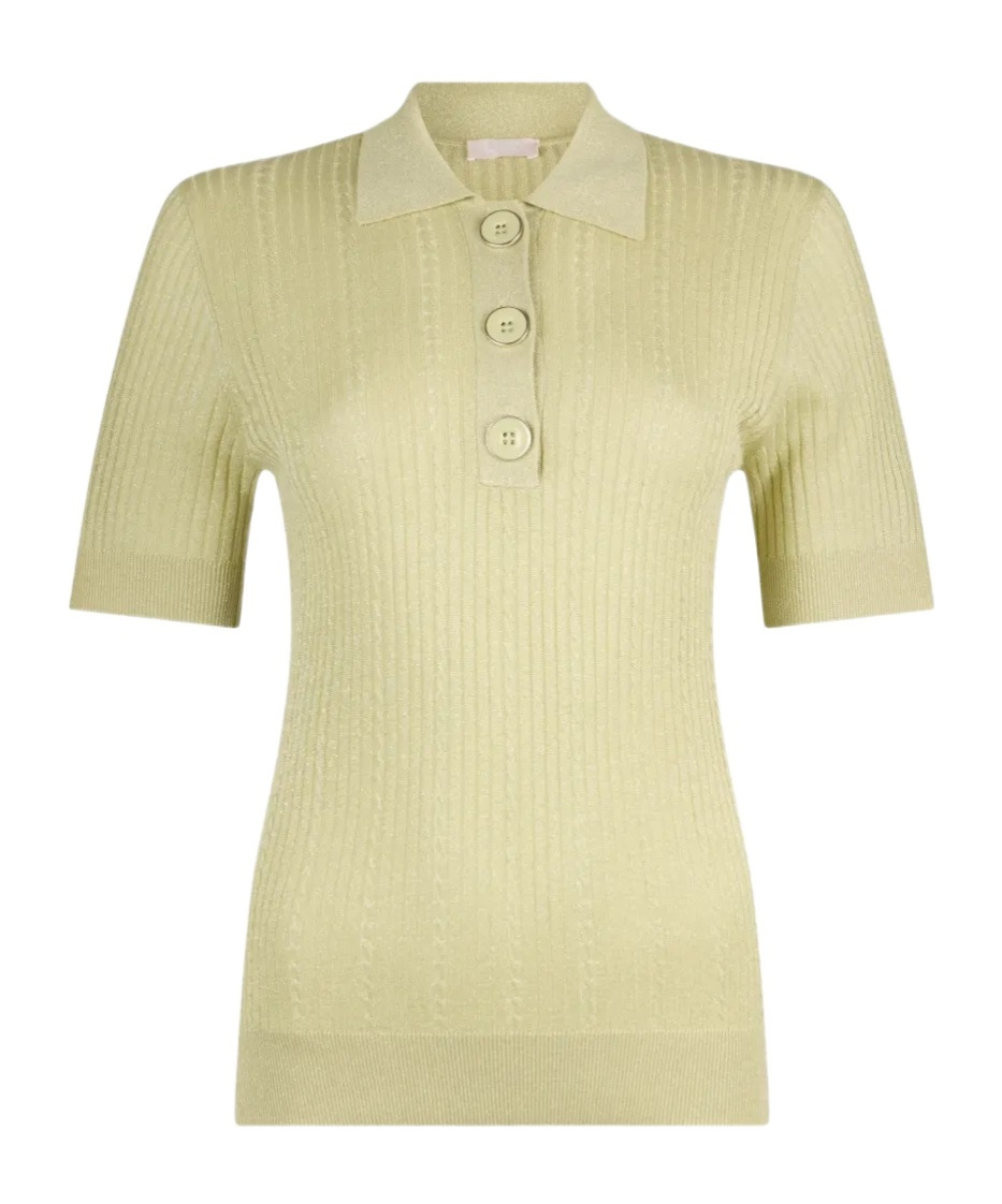 Liu •jo Button-down Knit Polo Shirt In Neutral