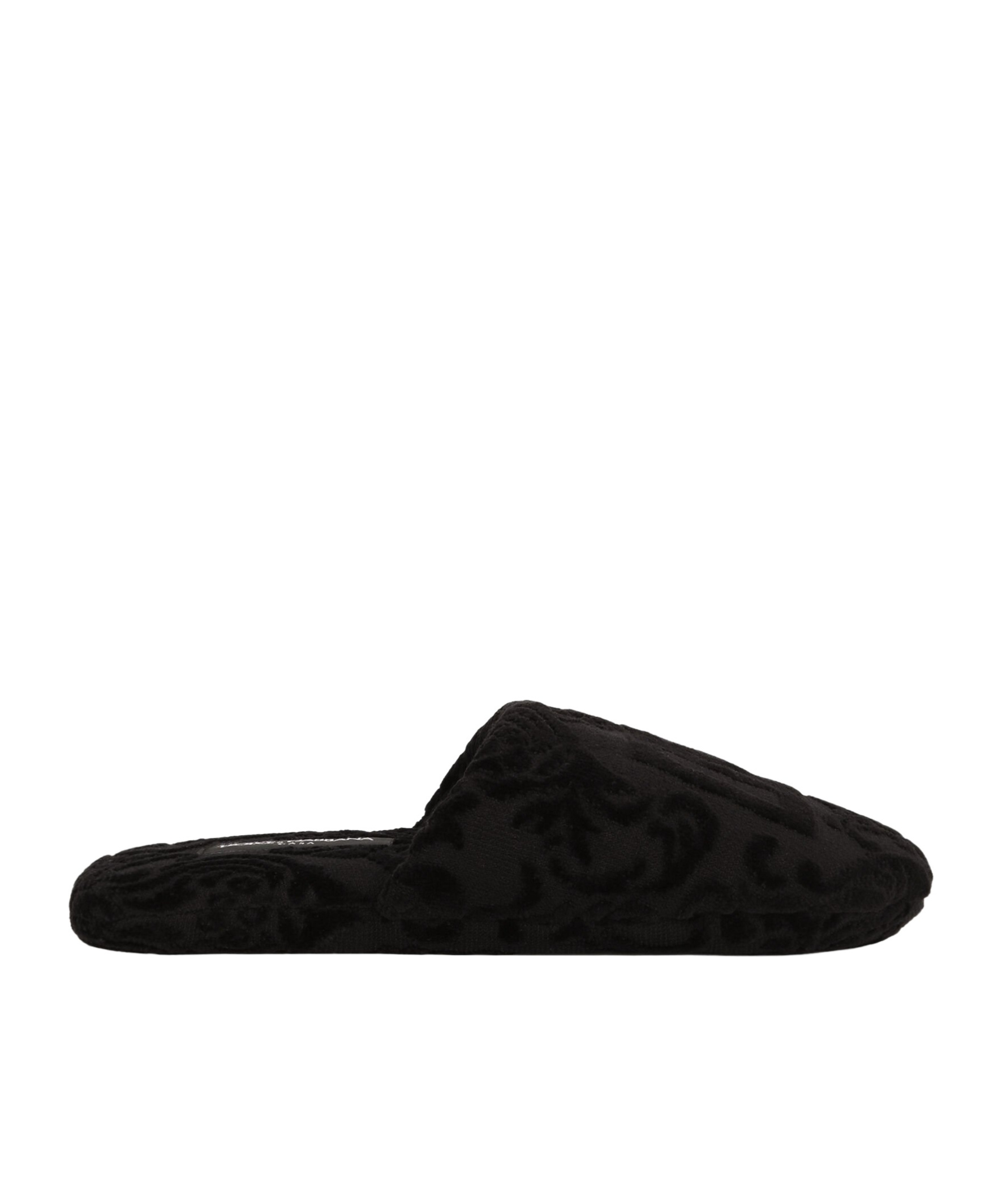 Dolce & Gabbana Jacquard Cotton Terry Cloth Slippers In Black