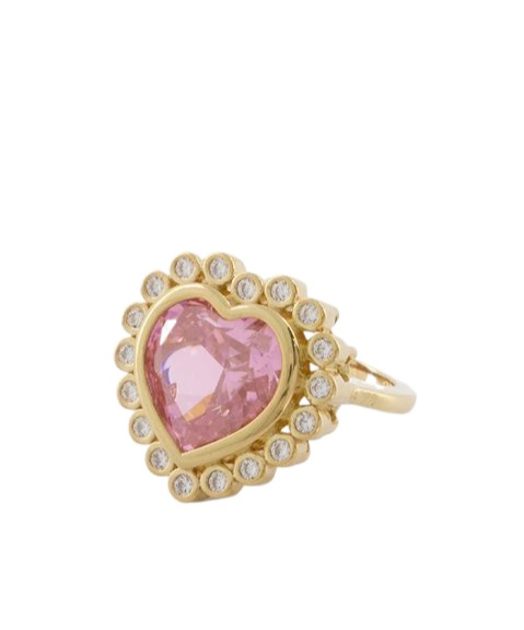 Numbering N-dia Heart Ring 3, Pink/gold Plated In Yellow