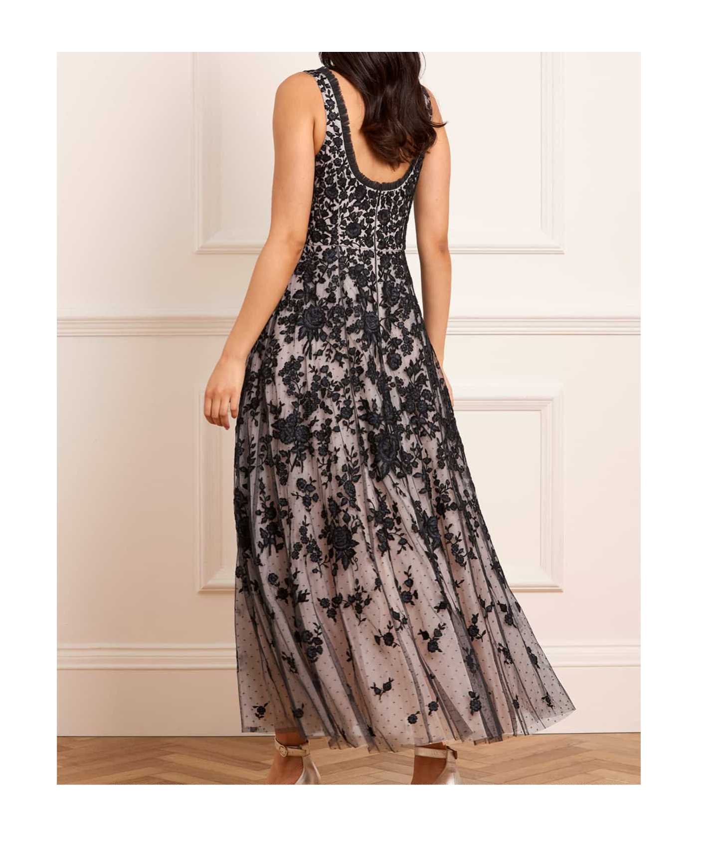 Needle & Thread Rosa Scoop Neck Ankle Gown In Black