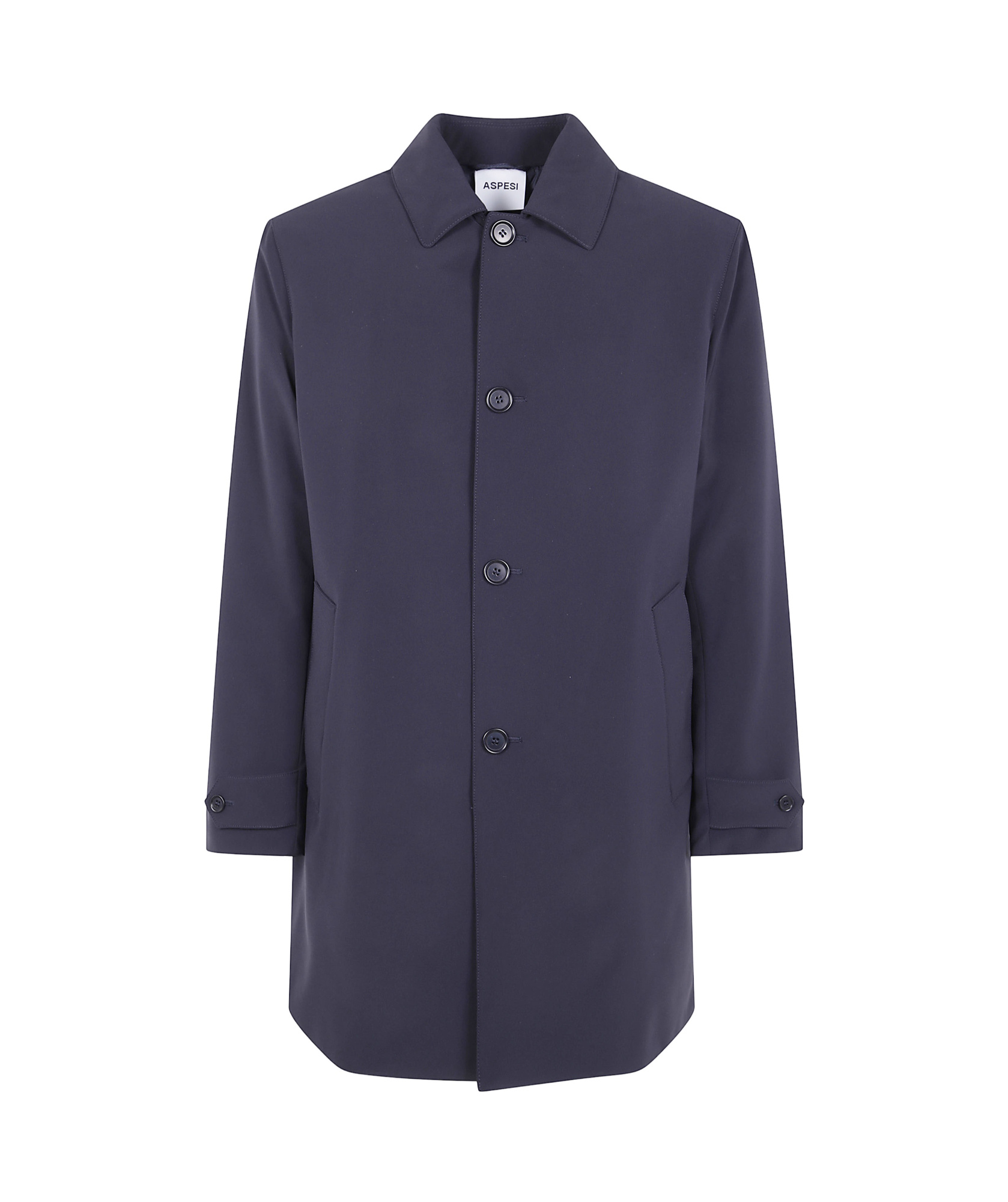 Aspesi Long Sleeve Raincoat Featuring Front Pockets In Blue