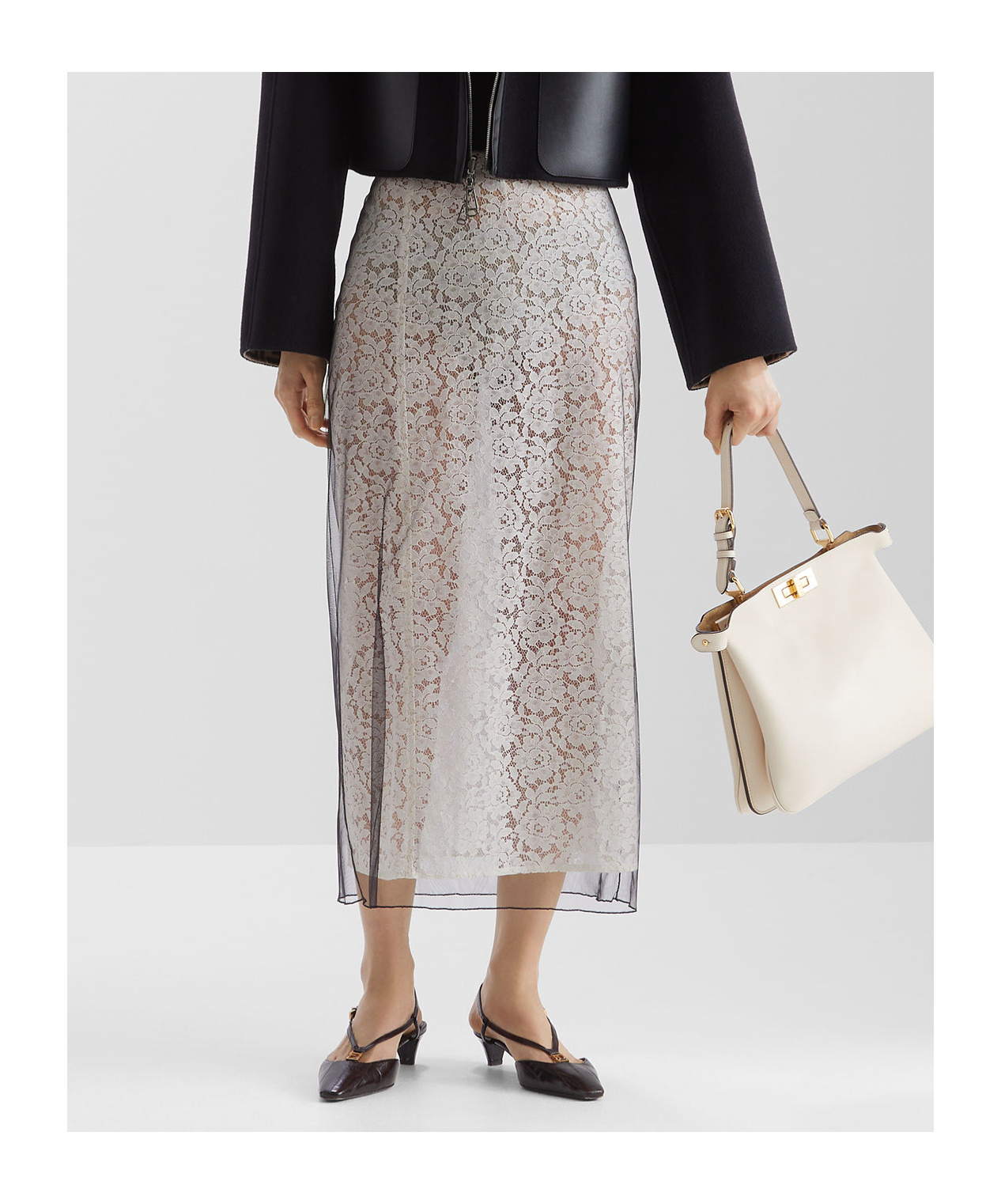 Fendi Lace Skirt In White