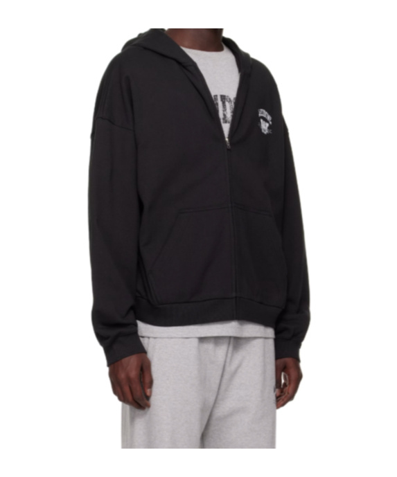 We11 Done Collegiate Zip-up Hoodie In Black