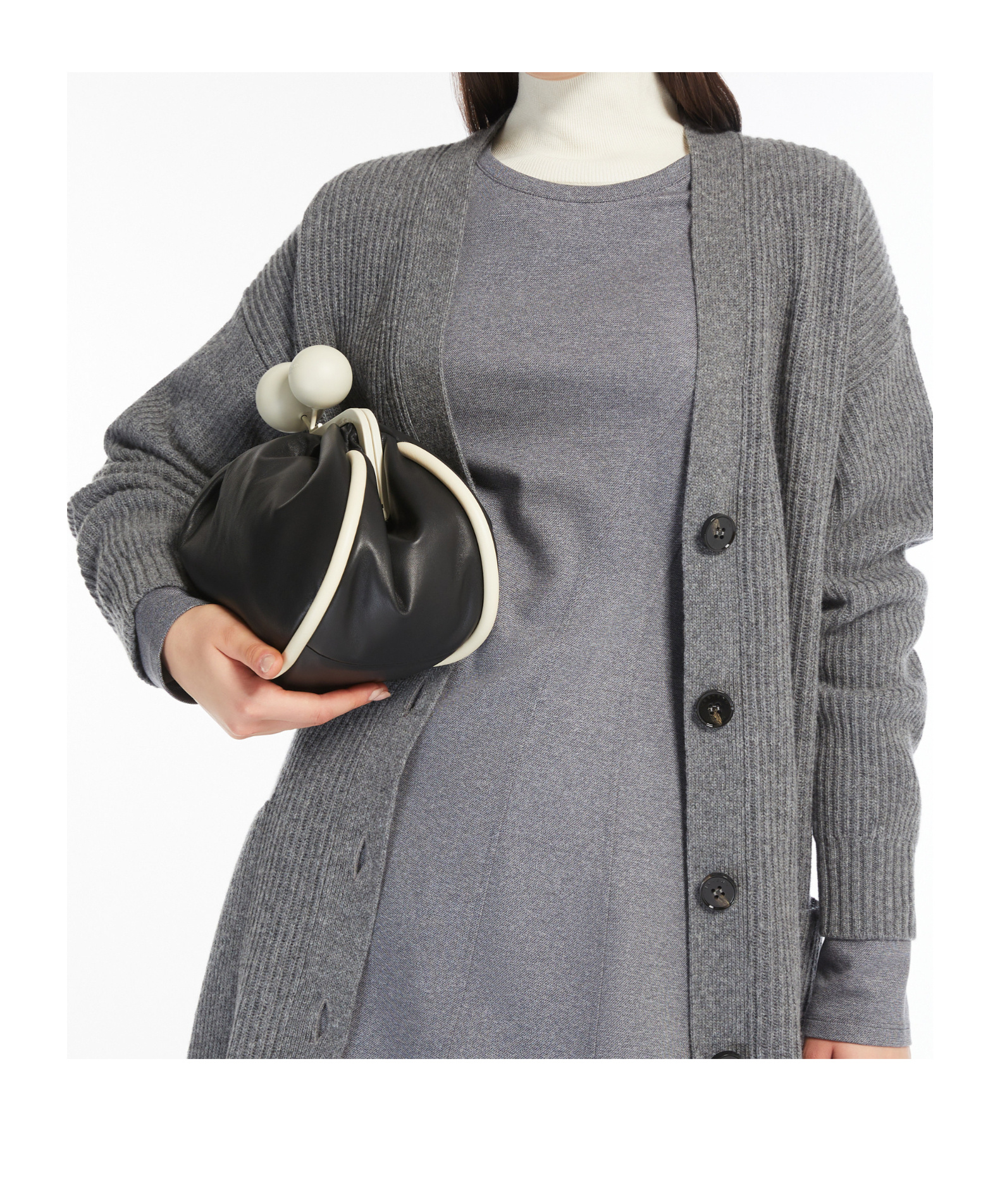 Weekend Max Mara Long-sleeved Wool Cardigan In Gray
