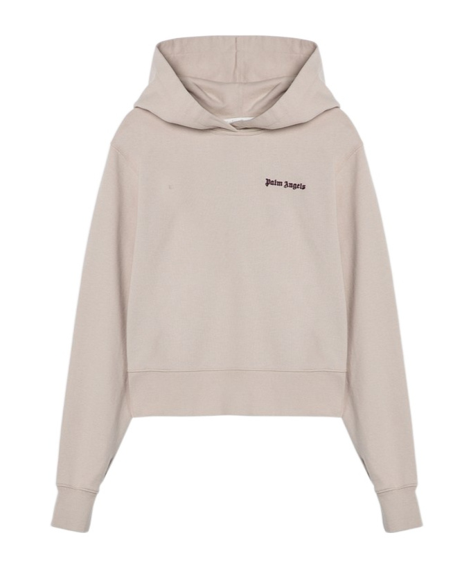 Palm Angels Logo Hoodie Light Beige In Nude