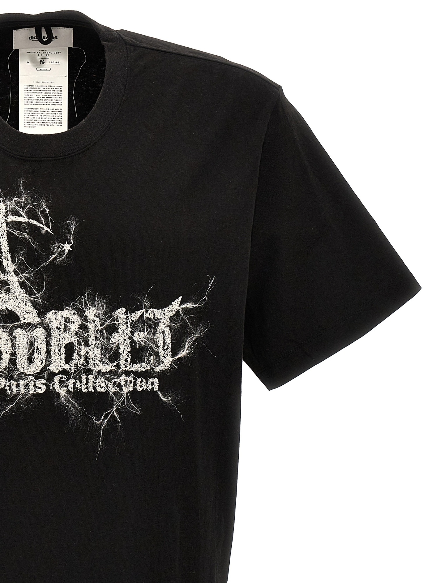 Doublet Logo-embroidery Cotton T-shirt In Black