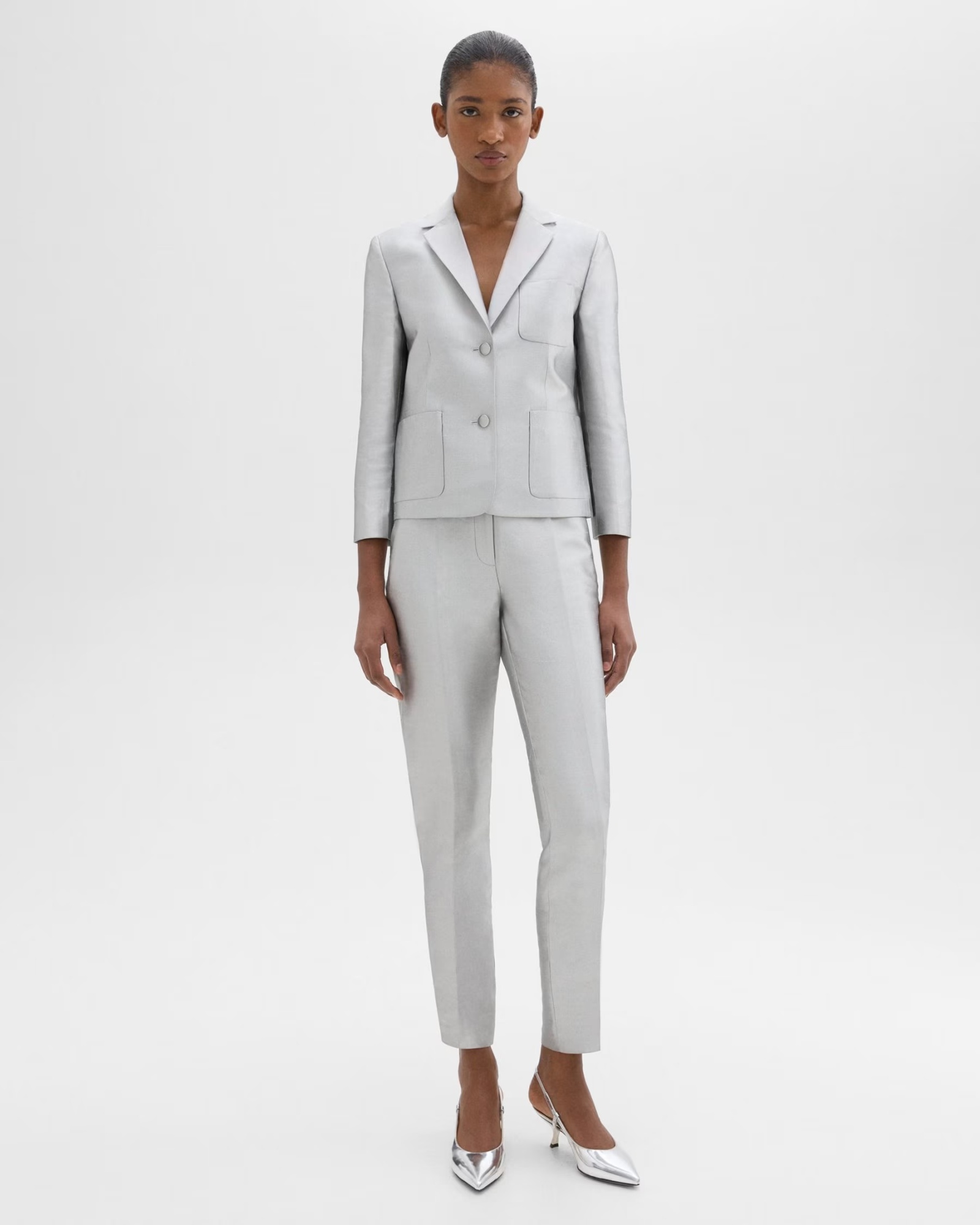 Theory Tapered Cropped Trousers In White