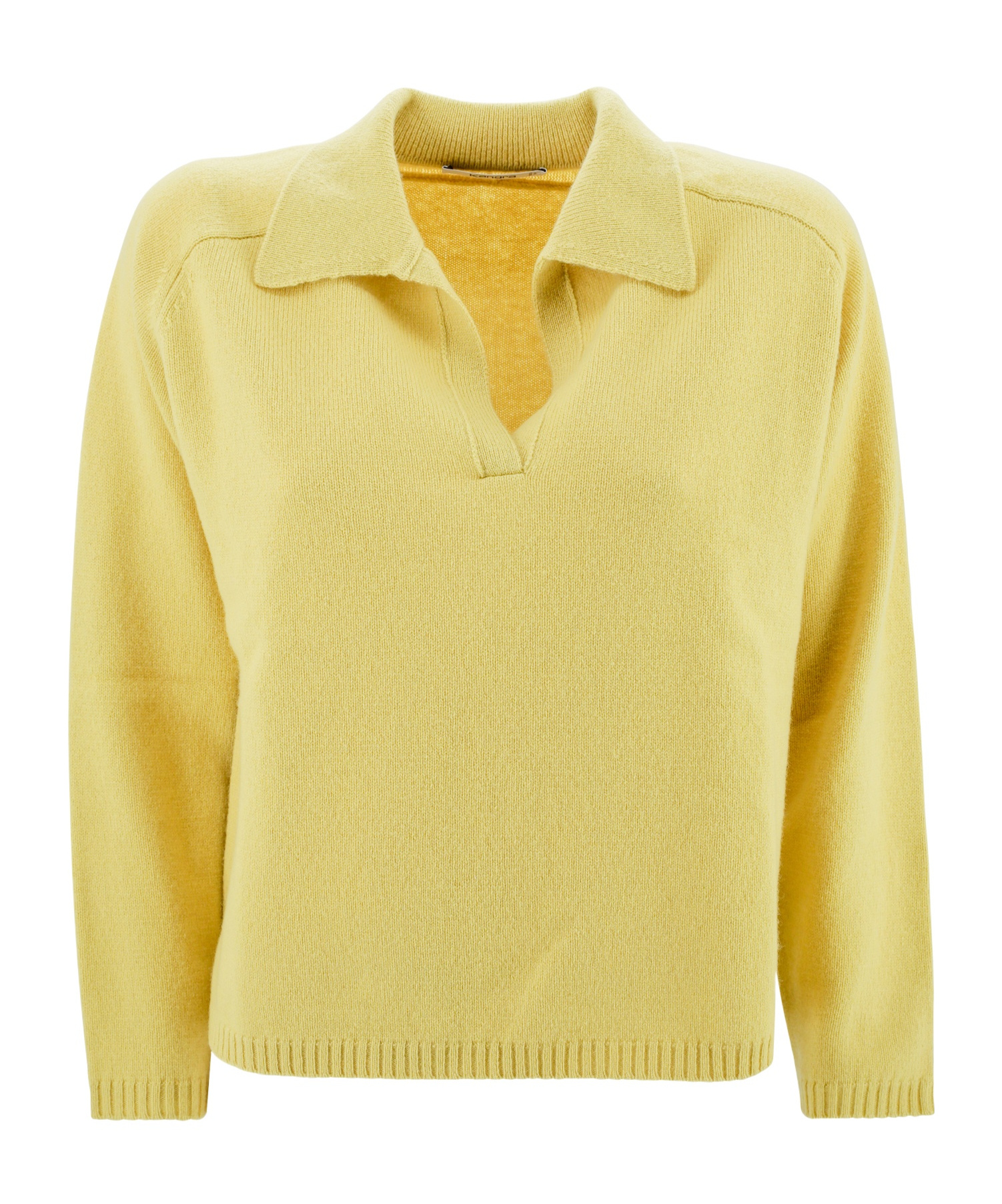 Kangra Cashmere Jumper With Polo Collar In Yellow