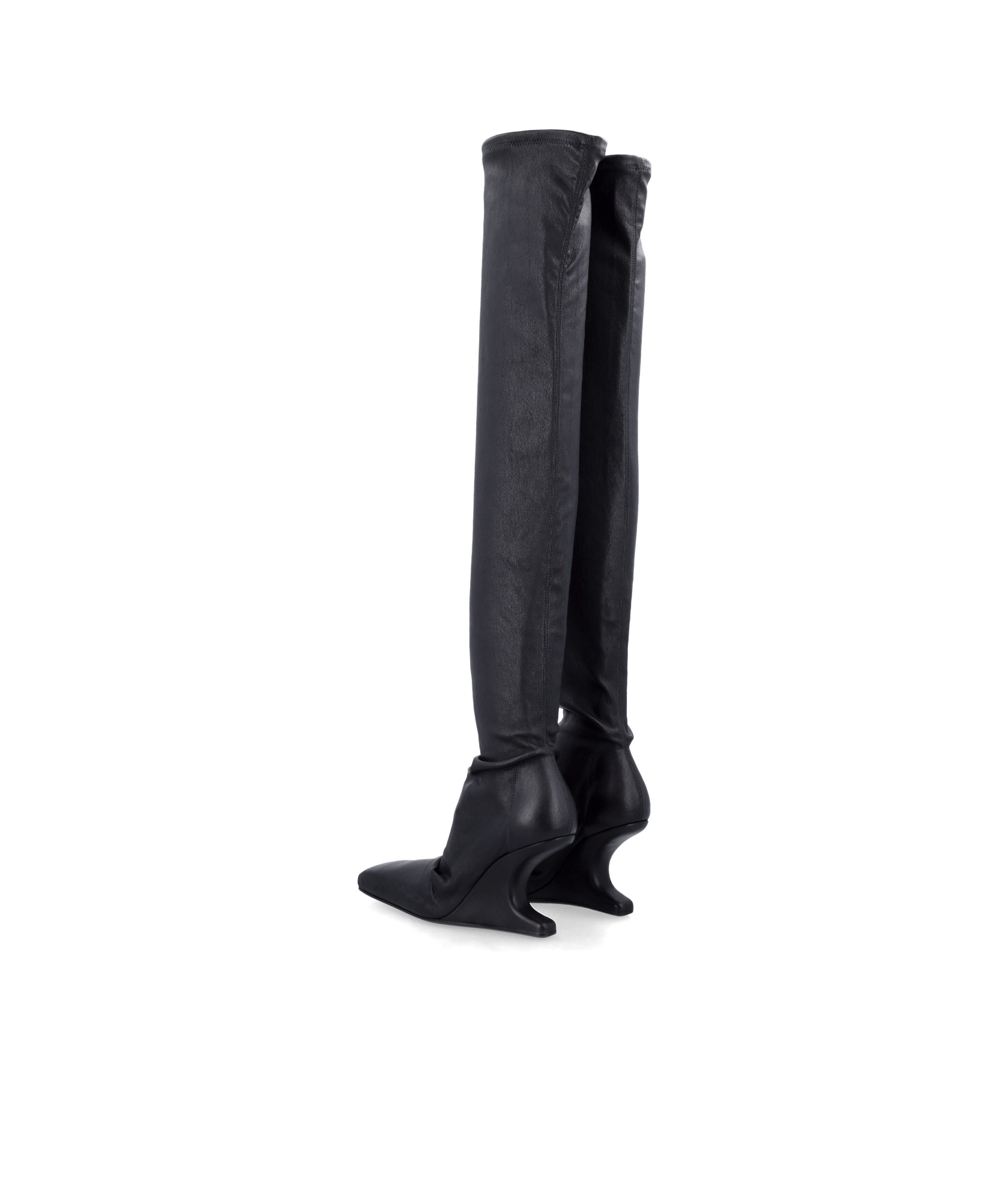 Rick Owens Cantilever Square Toe Above-knee Boots In Black