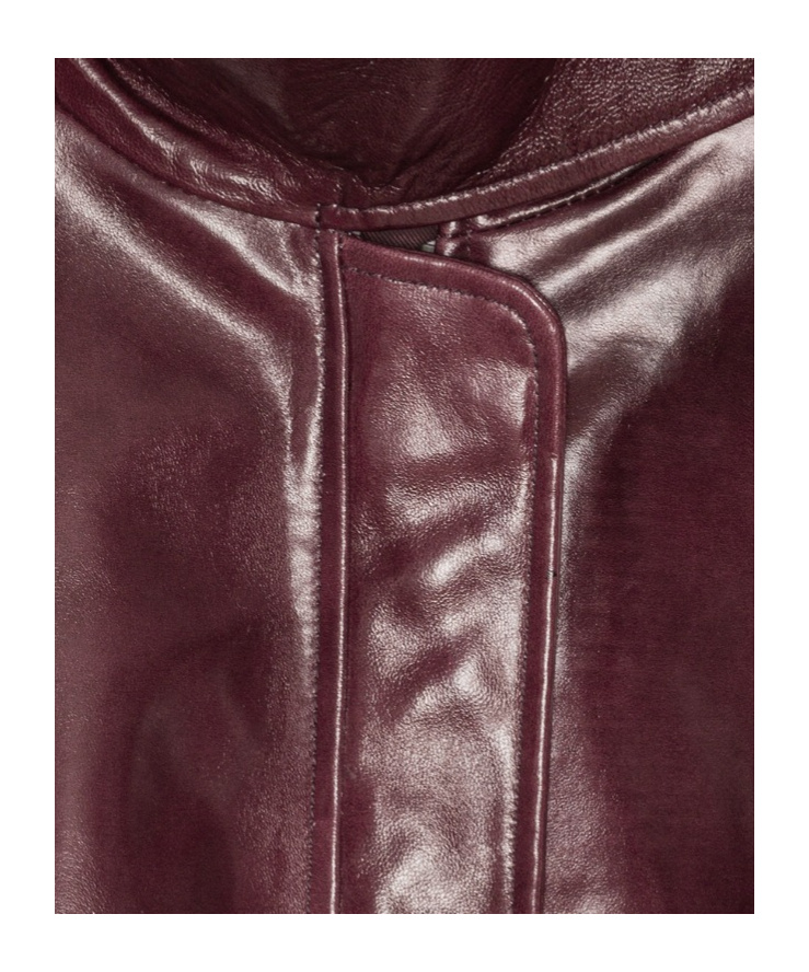 Remain Birger Christensen Stand Collar Zipper Leather Jacket In Brown