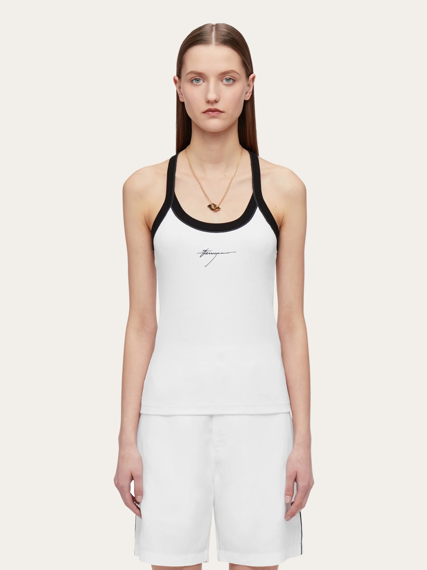 Ferragamo Damen Tanktop Aus Baumwolle In White