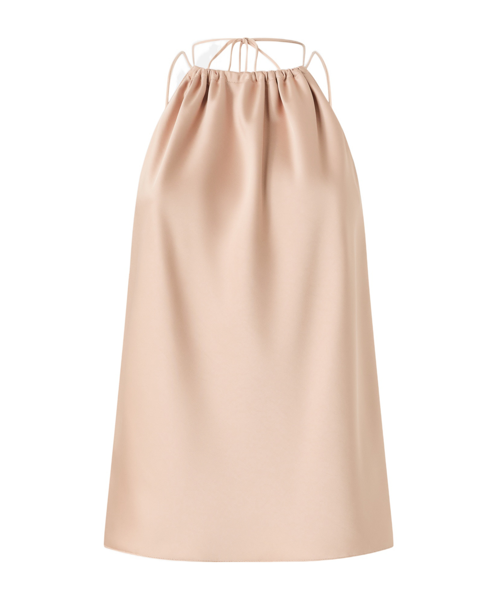 Pinko Carota Pink Sleeveless Top With Adjustable Spaghetti Straps And Ruched Neckline In Tech Fabric Woman In Neutral
