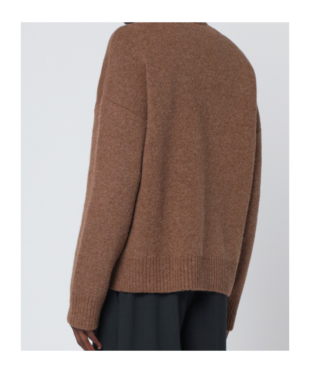 Ami Alexandre Mattiussi Brown Alpaca Ami De Coeur Crewneck Sweater Brown In Brown