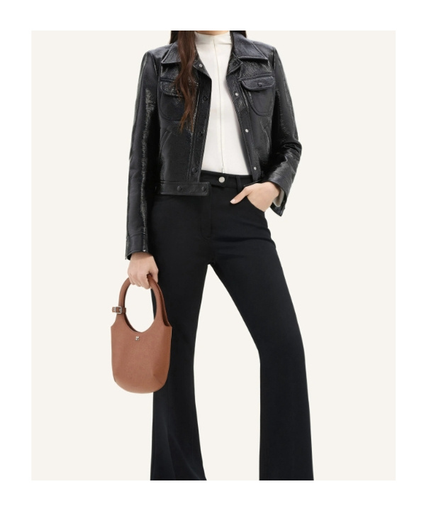Courrèges Cropped Lambskin Jacket In Black