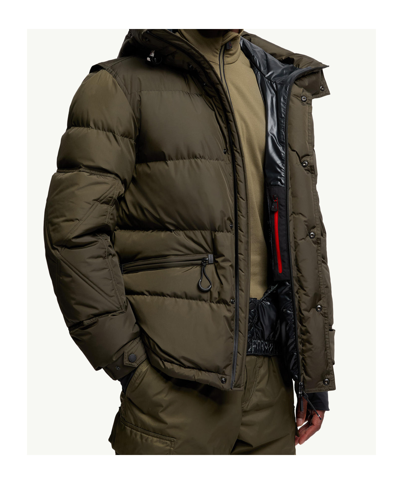Moncler Down Ski Jacket Adjustable Hood In Green