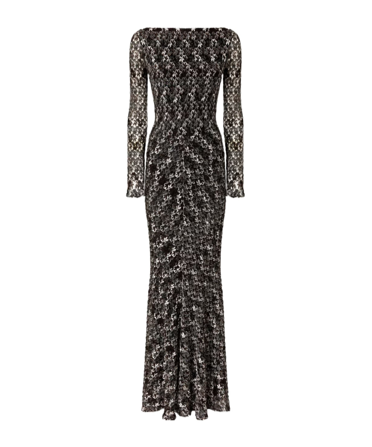 Missoni Long Double Layer Boat Neck Dress Dresses Multicolor In Black