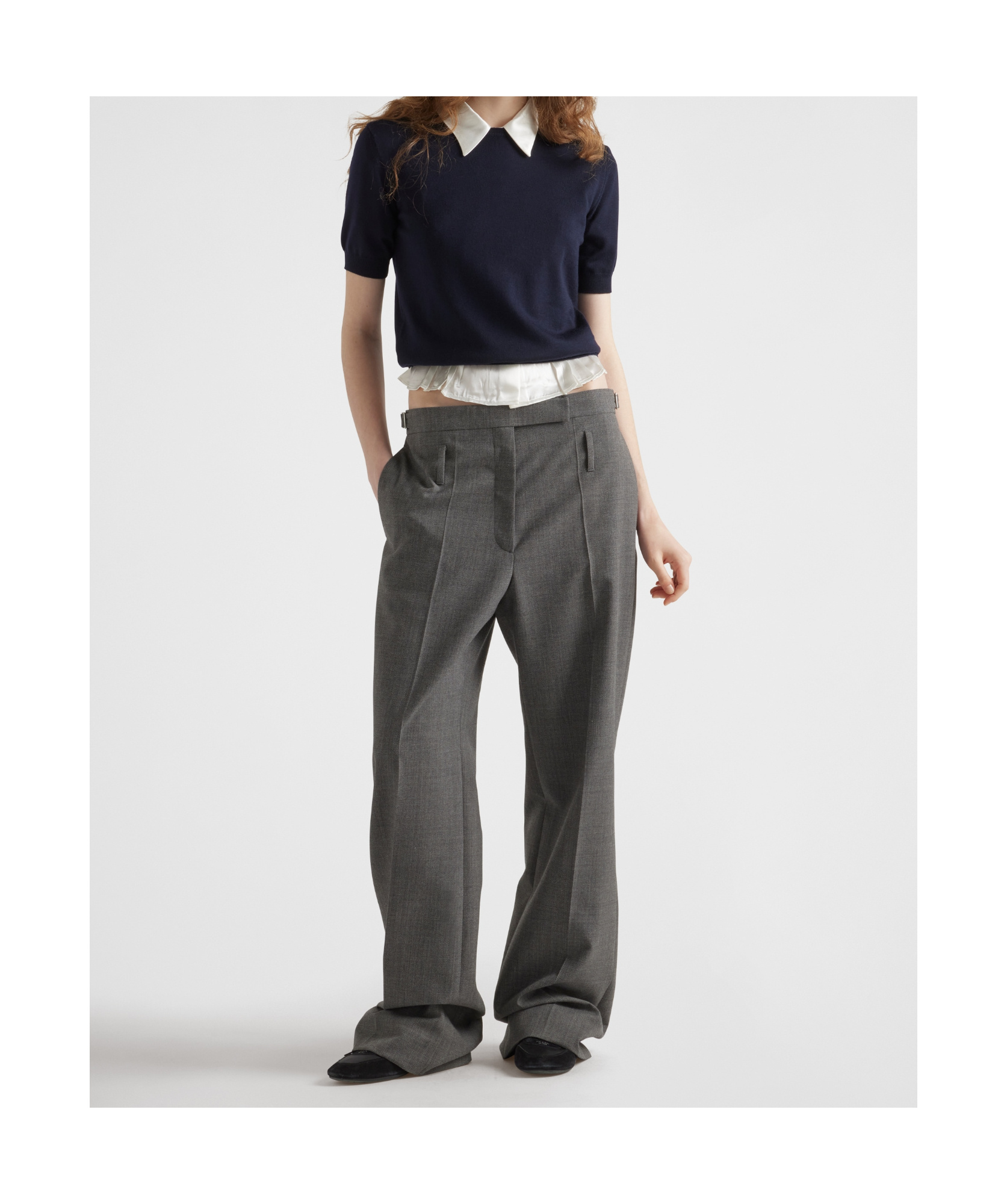 Prada Womens Blue Oversized Short-sleeve Wool Jumper In Blue