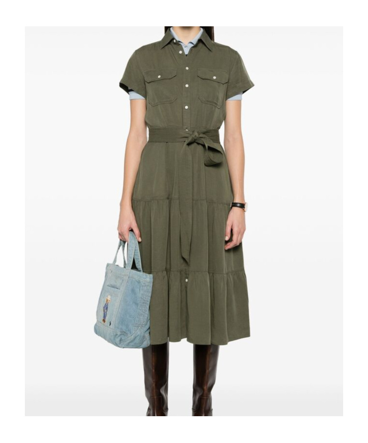Polo Ralph Lauren Tiered Midi Dress In Green