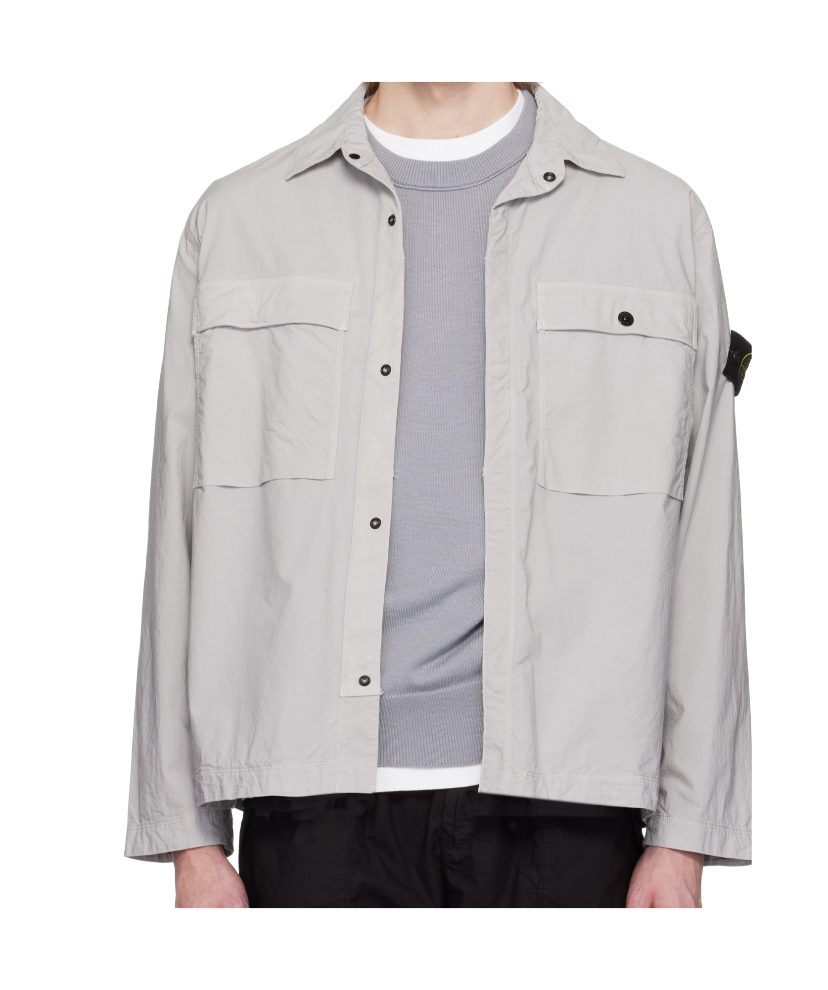 Stone Island Tela Paracadute Overshirt In Gray