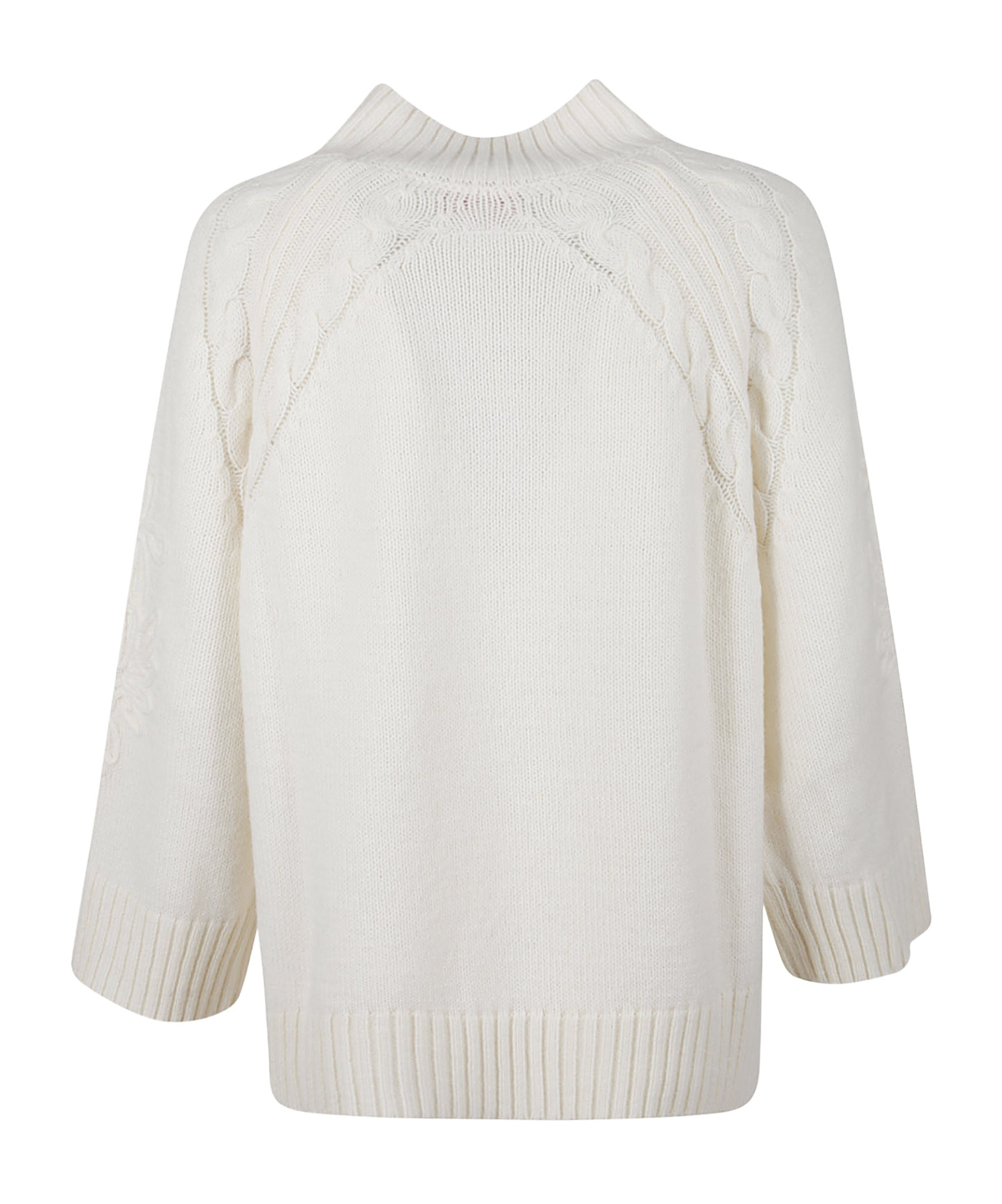 Ermanno Firenze Wide-sleeved Ribbed Sweater In White