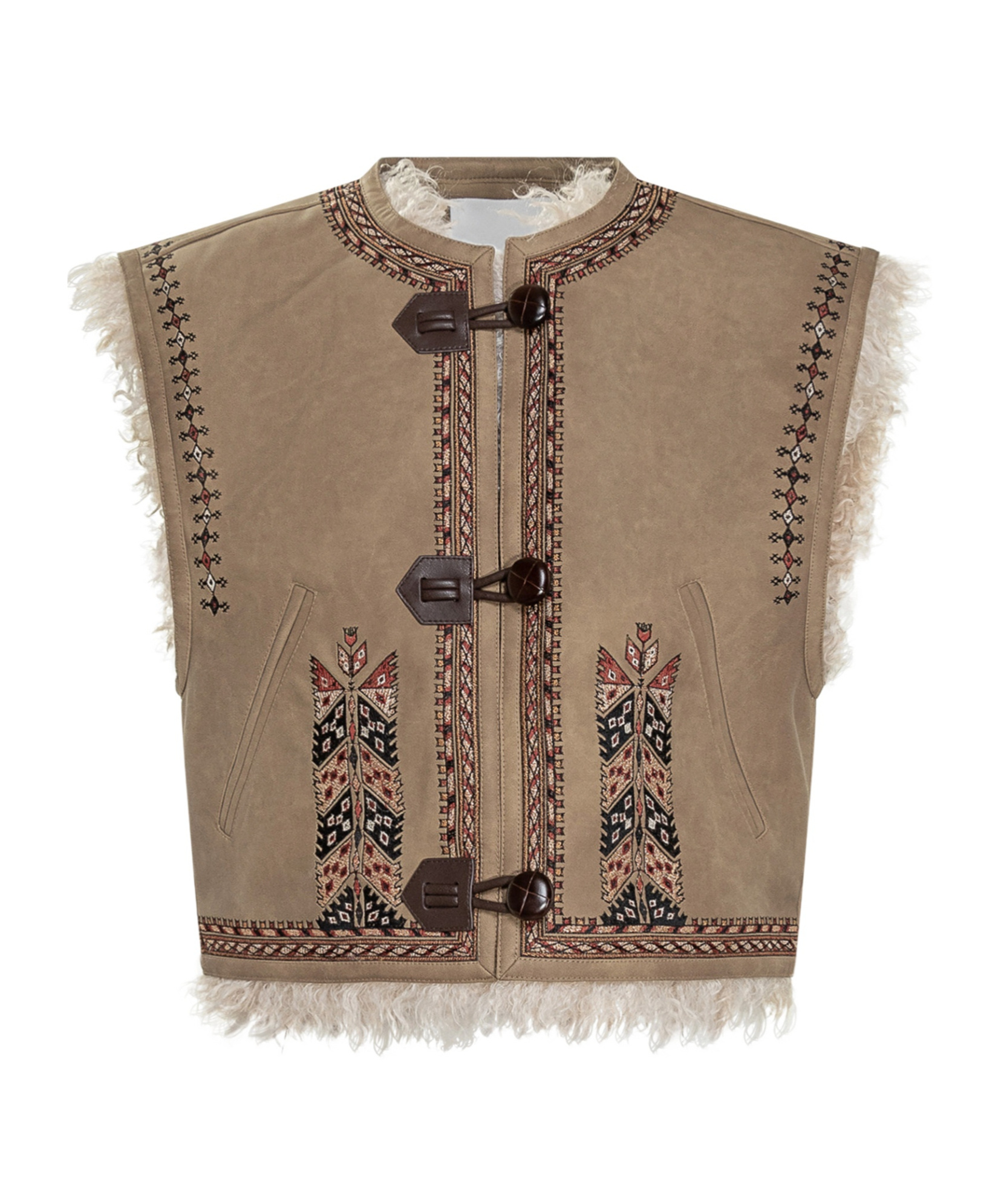 Isabel Marant Étoile Clemencia Embroidered Shearling Vest In Brown