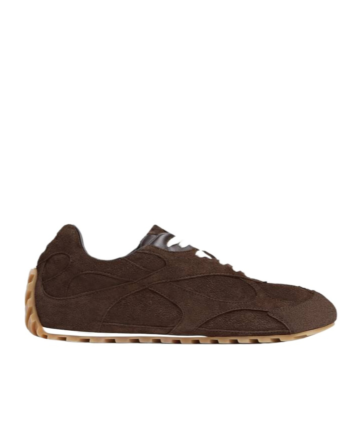 Bottega Veneta Orbit Flash Leather-trimmed Suede Sneakers In Brown