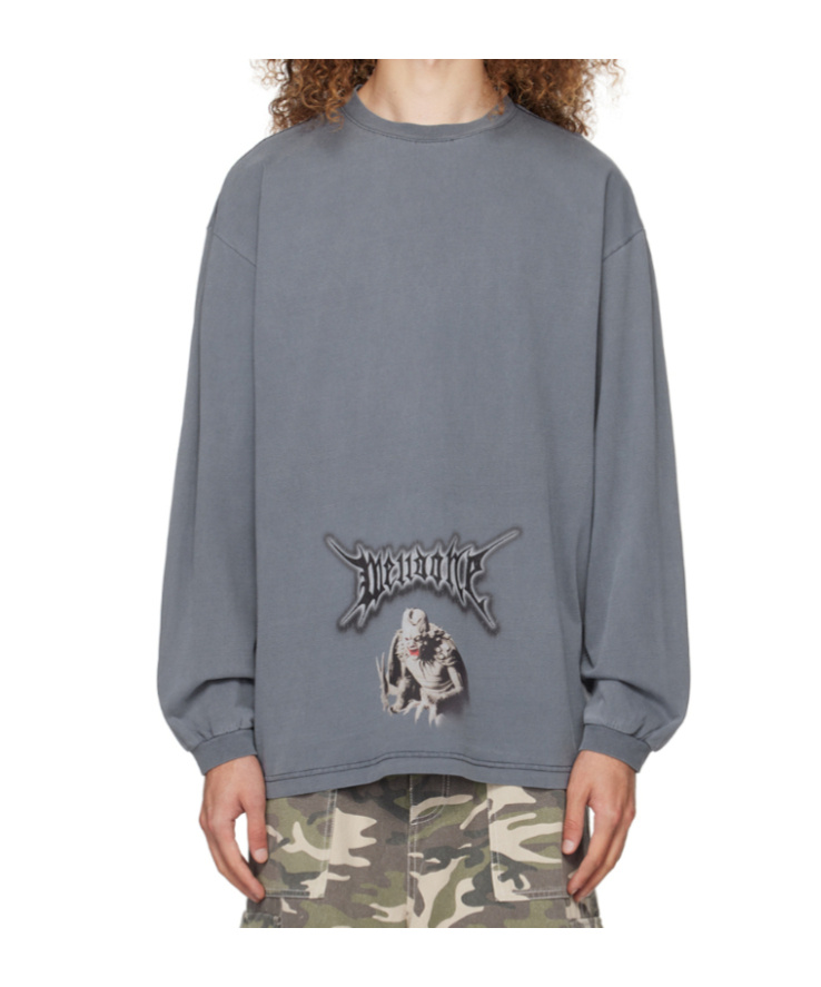 We11 Done Logo Long-sleeved T-shirt In Gray