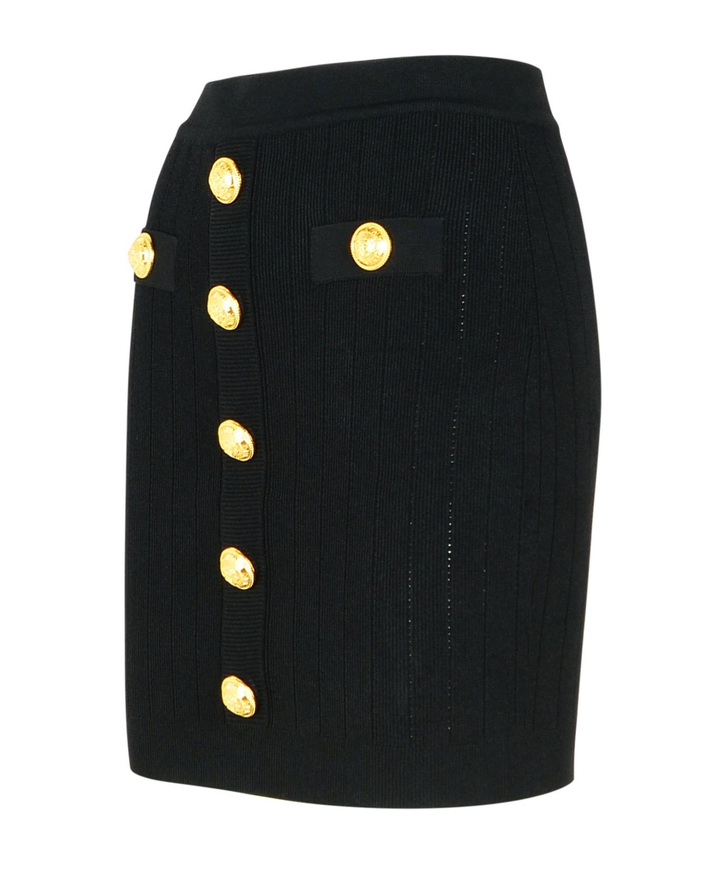 Shop Balmain Knit Skirt With Buttons In Black