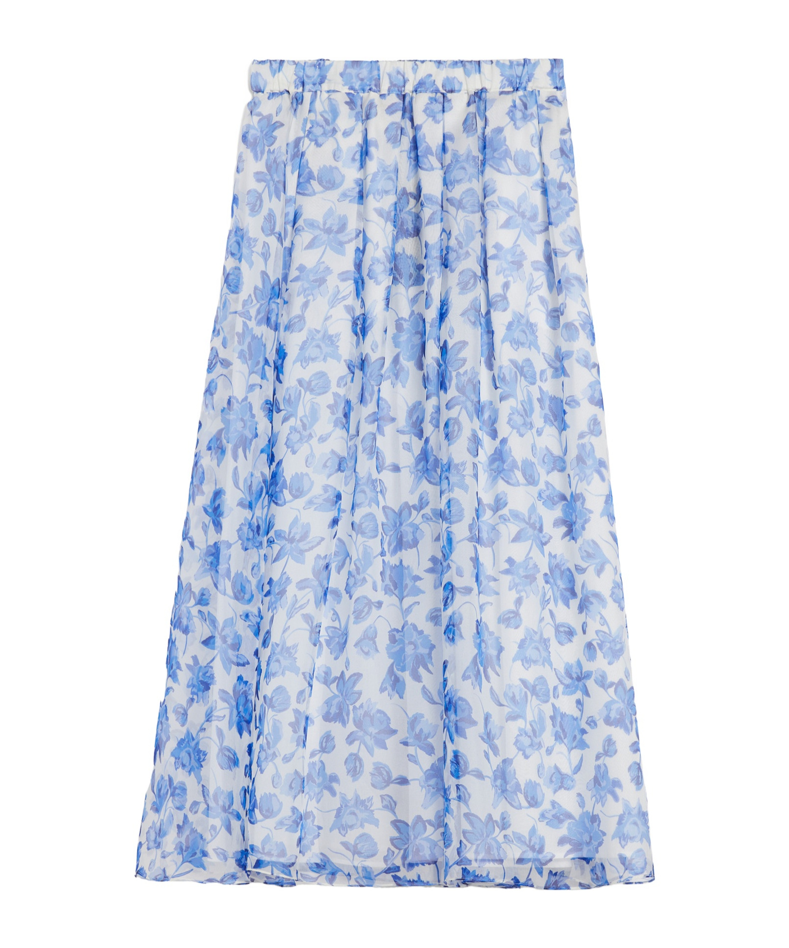 Weekend Max Mara Silk Organza Bell Skirt In Blue